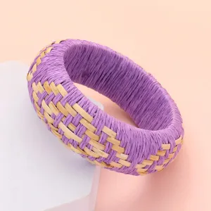 Lavender Raffia Weave Abstract Pattern Fun Fashion Bracelet | Runway Jewelry |  616606