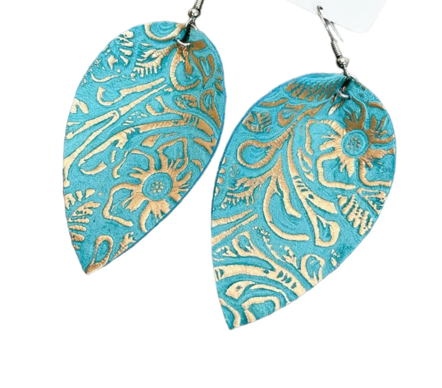 Leaf petal faux leather earring 2.5"| Geri's Bluffing Boutique