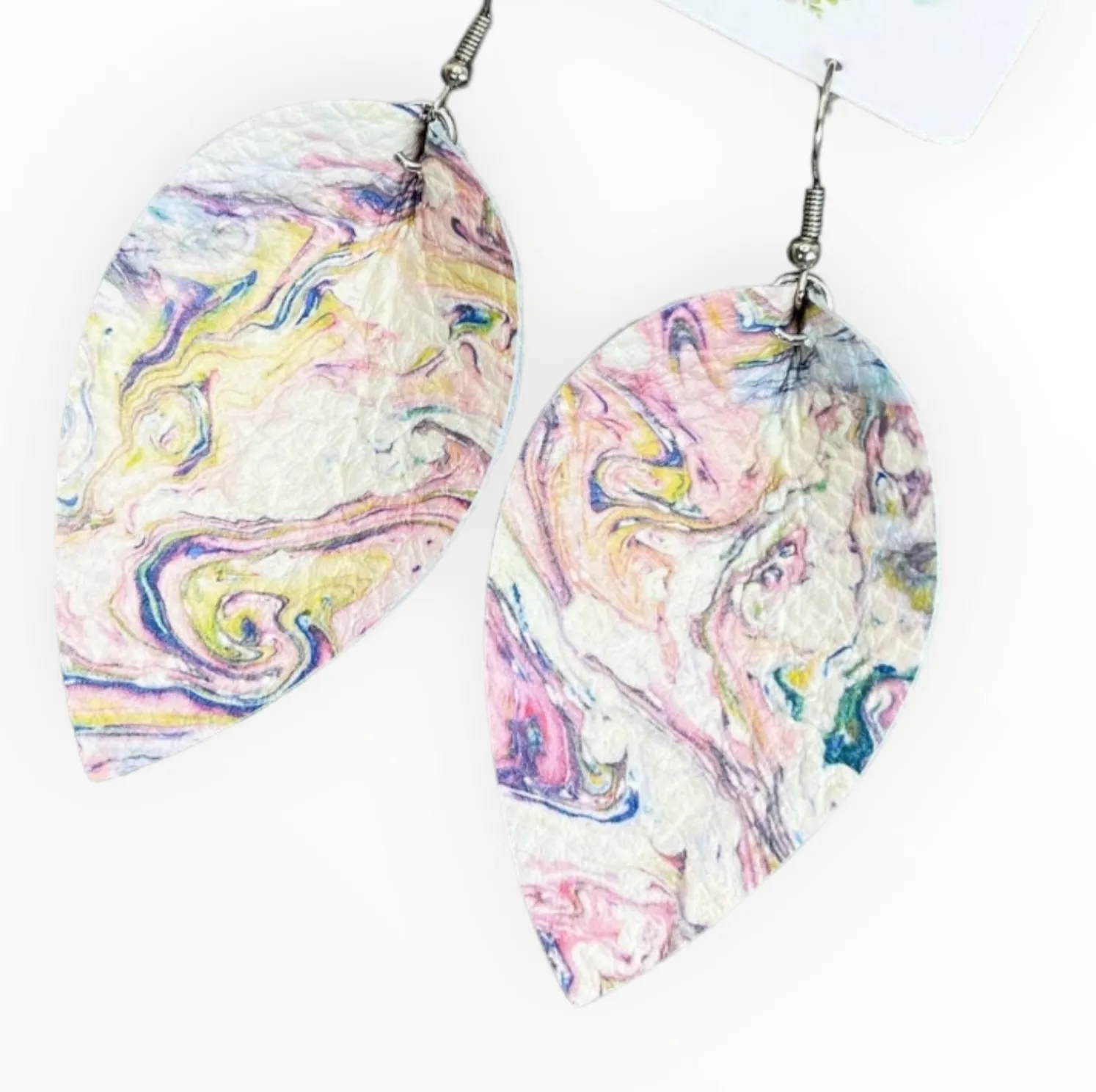 Leaf petal faux leather earring 2.5"| Geri's Bluffing Boutique