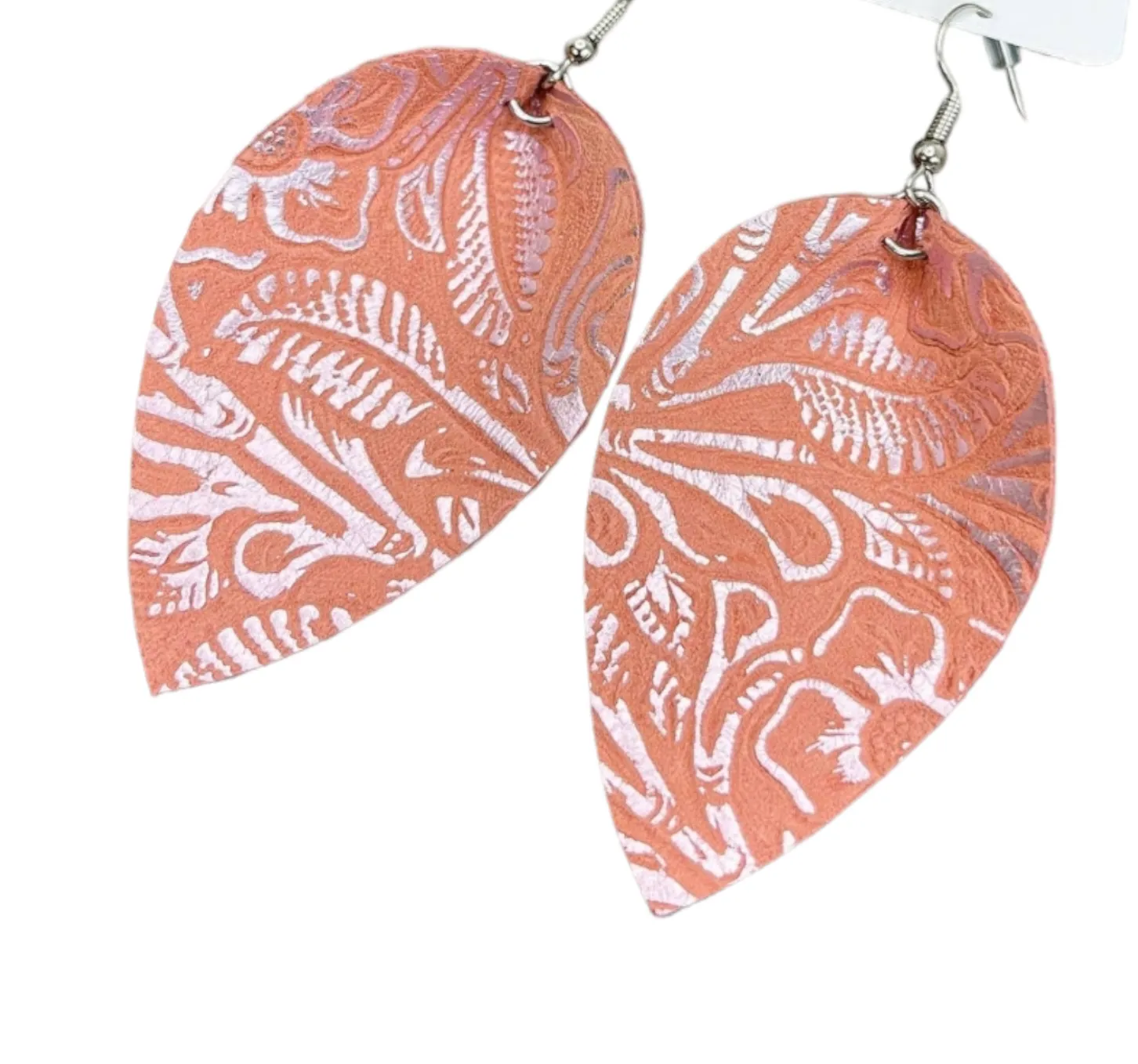 Leaf petal faux leather earring 2.5"| Geri's Bluffing Boutique