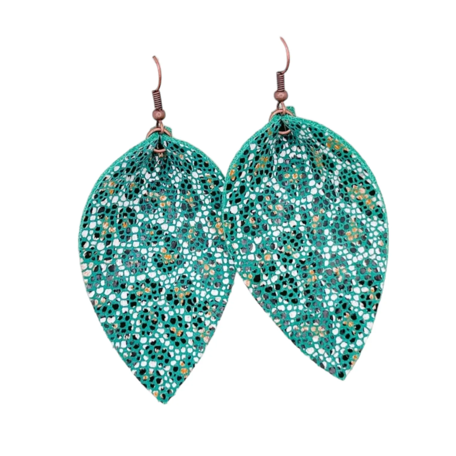 Leaf petal faux leather earring 2.5"| Geri's Bluffing Boutique