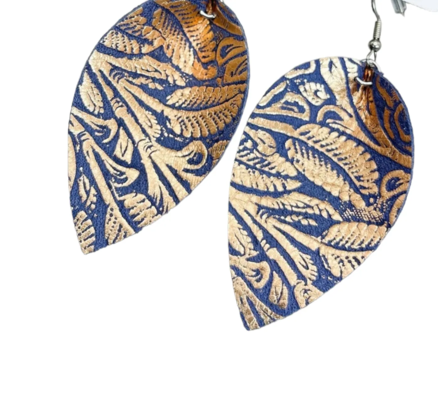 Leaf petal faux leather earring 2.5"| Geri's Bluffing Boutique