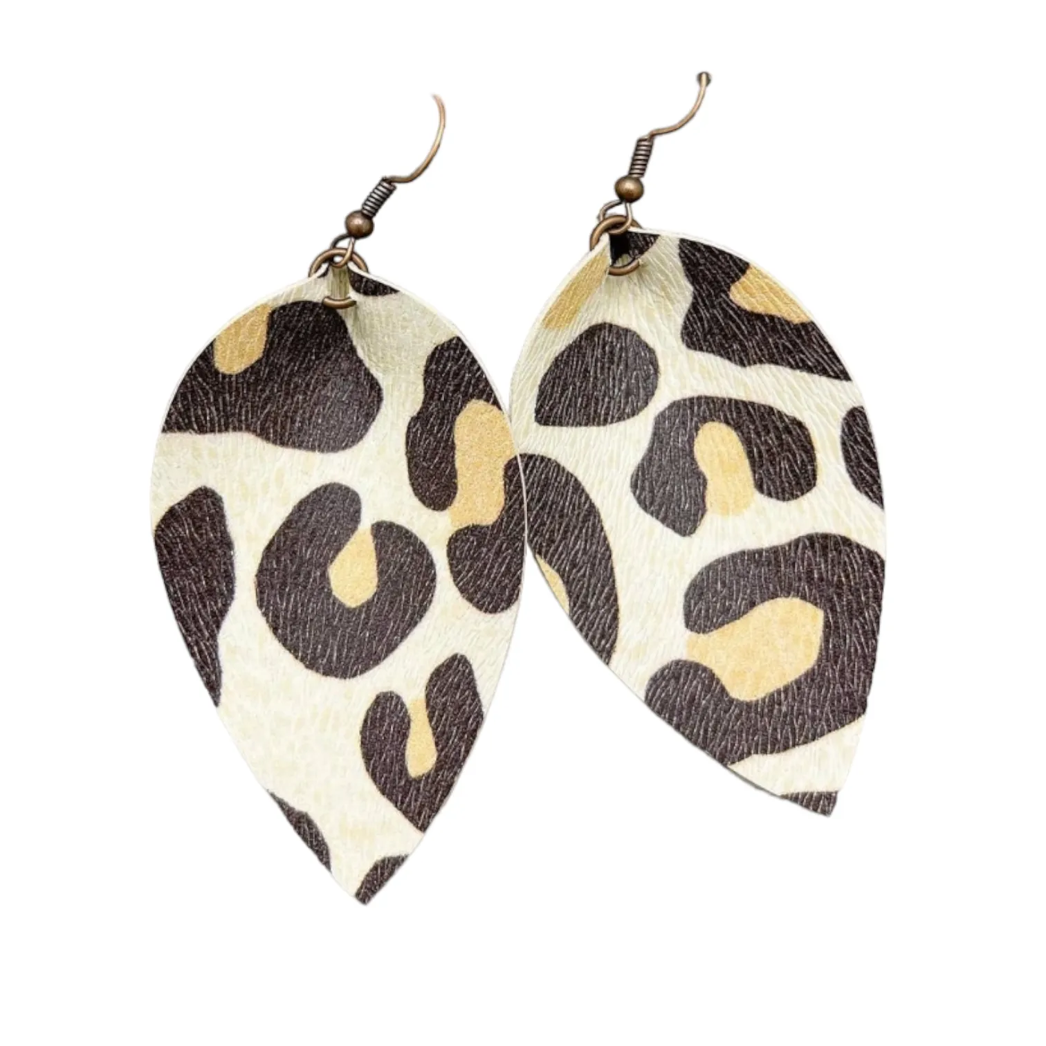 Leaf petal faux leather earring 2.5"| Geri's Bluffing Boutique