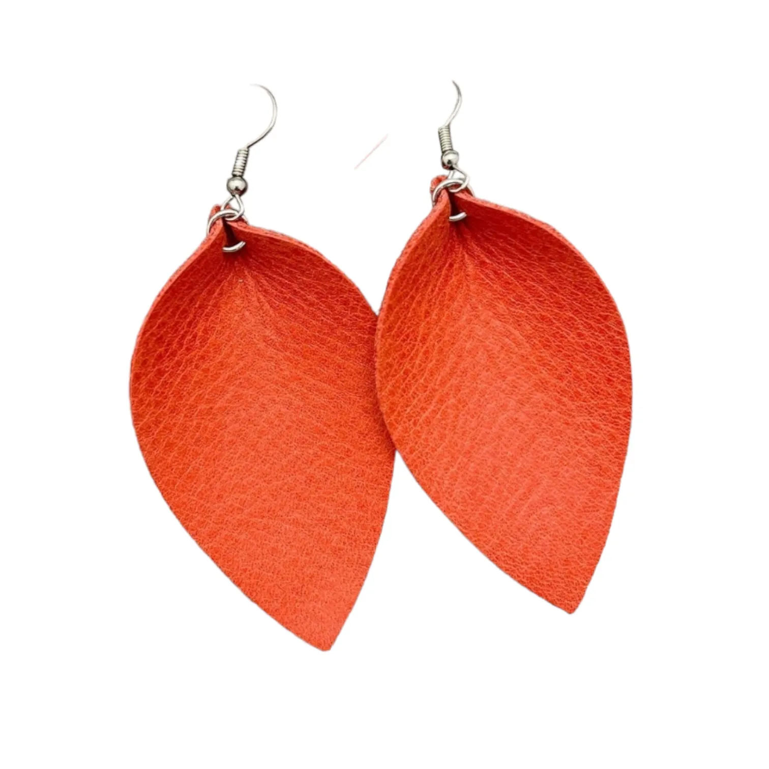 Leaf petal faux leather earring 2.5"| Geri's Bluffing Boutique