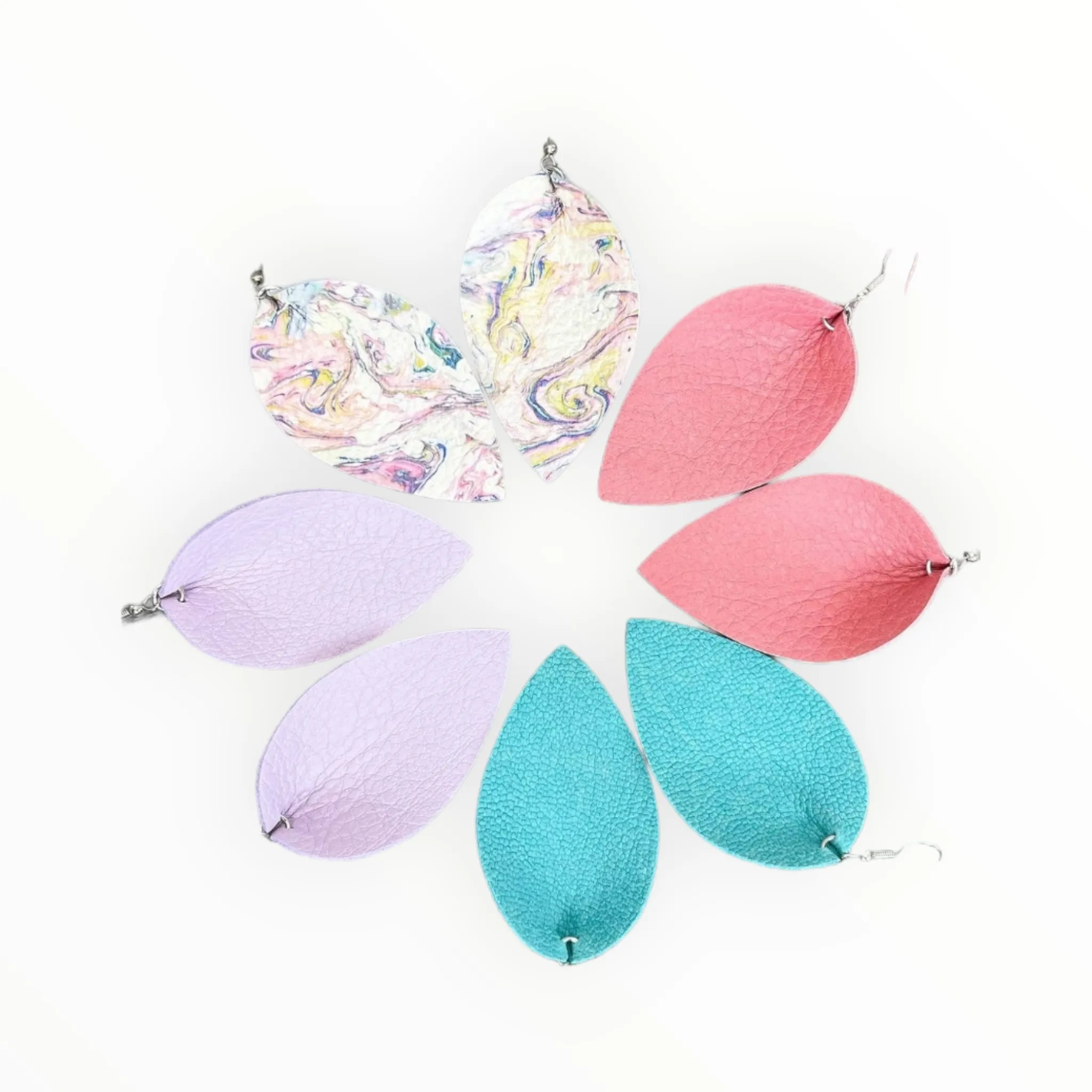 Leaf petal faux leather earring 2.5"| Geri's Bluffing Boutique