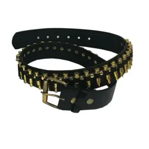 Leather Belt with Gold Bullets