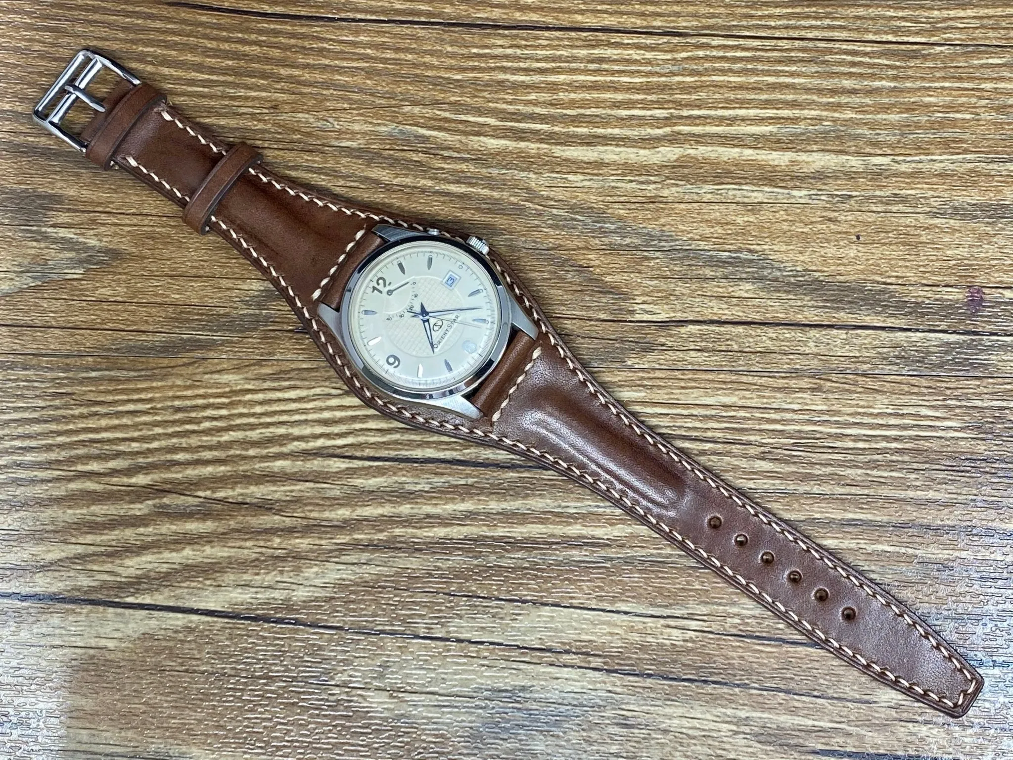 Leather Bund Straps, Full Bund Straps, Brown Leather Watch Straps 20mm, Mens Wrist Watch Band Replacement 19mm, Leather Cuff Watch Band, Christmas Gift Ideas for Husband