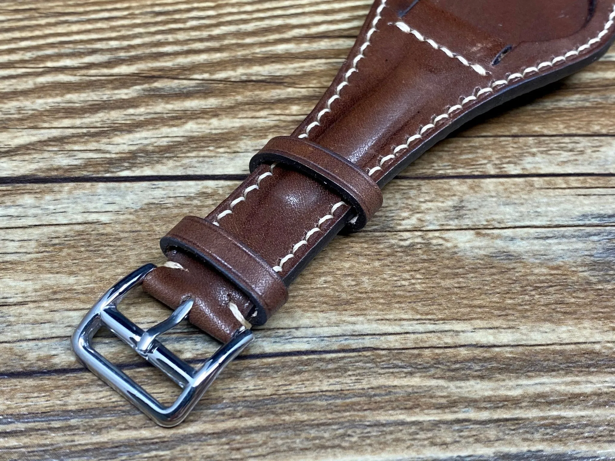 Leather Bund Straps, Full Bund Straps, Brown Leather Watch Straps 20mm, Mens Wrist Watch Band Replacement 19mm, Leather Cuff Watch Band, Christmas Gift Ideas for Husband