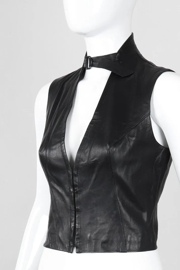 Leather Choker Vest Top