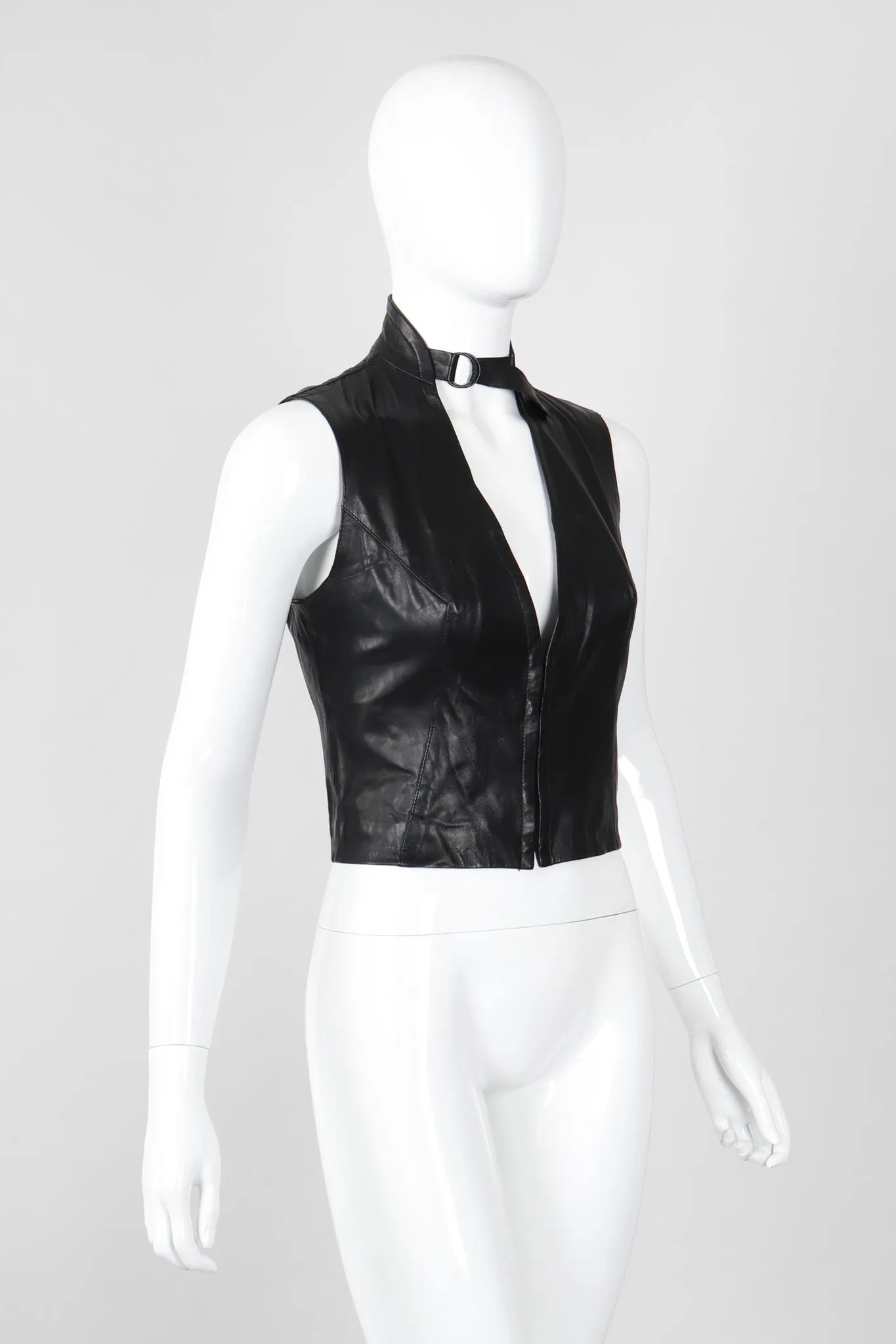 Leather Choker Vest Top