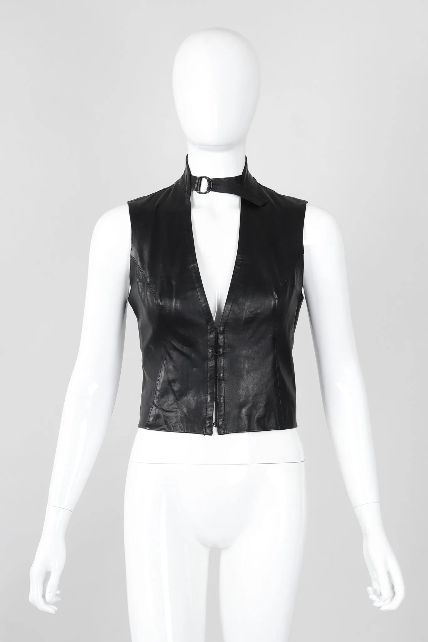 Leather Choker Vest Top
