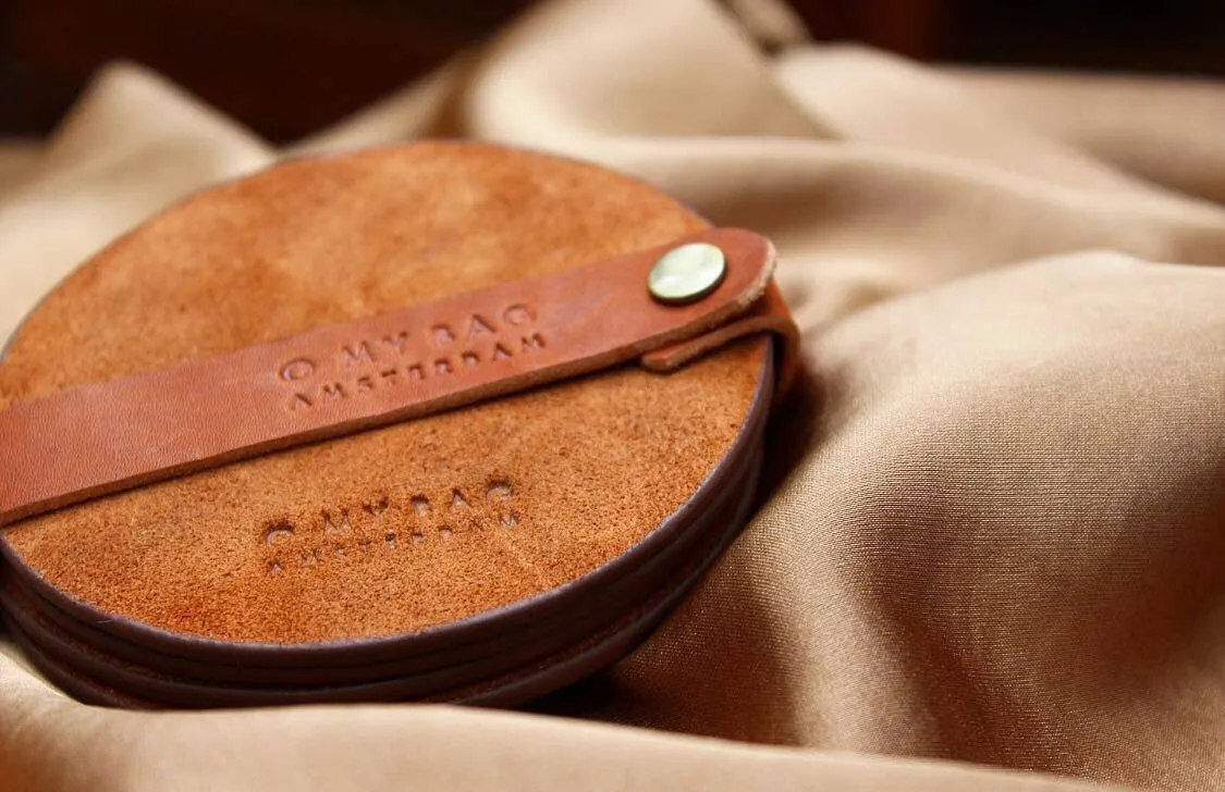 Leather Coasters (Set of 4)- Wild Oak Soft Grain Leather