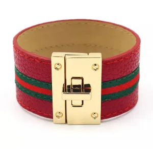 Leather Cuff Bracelet with a Golden Buckle 460-02 | Erika Williner Designs