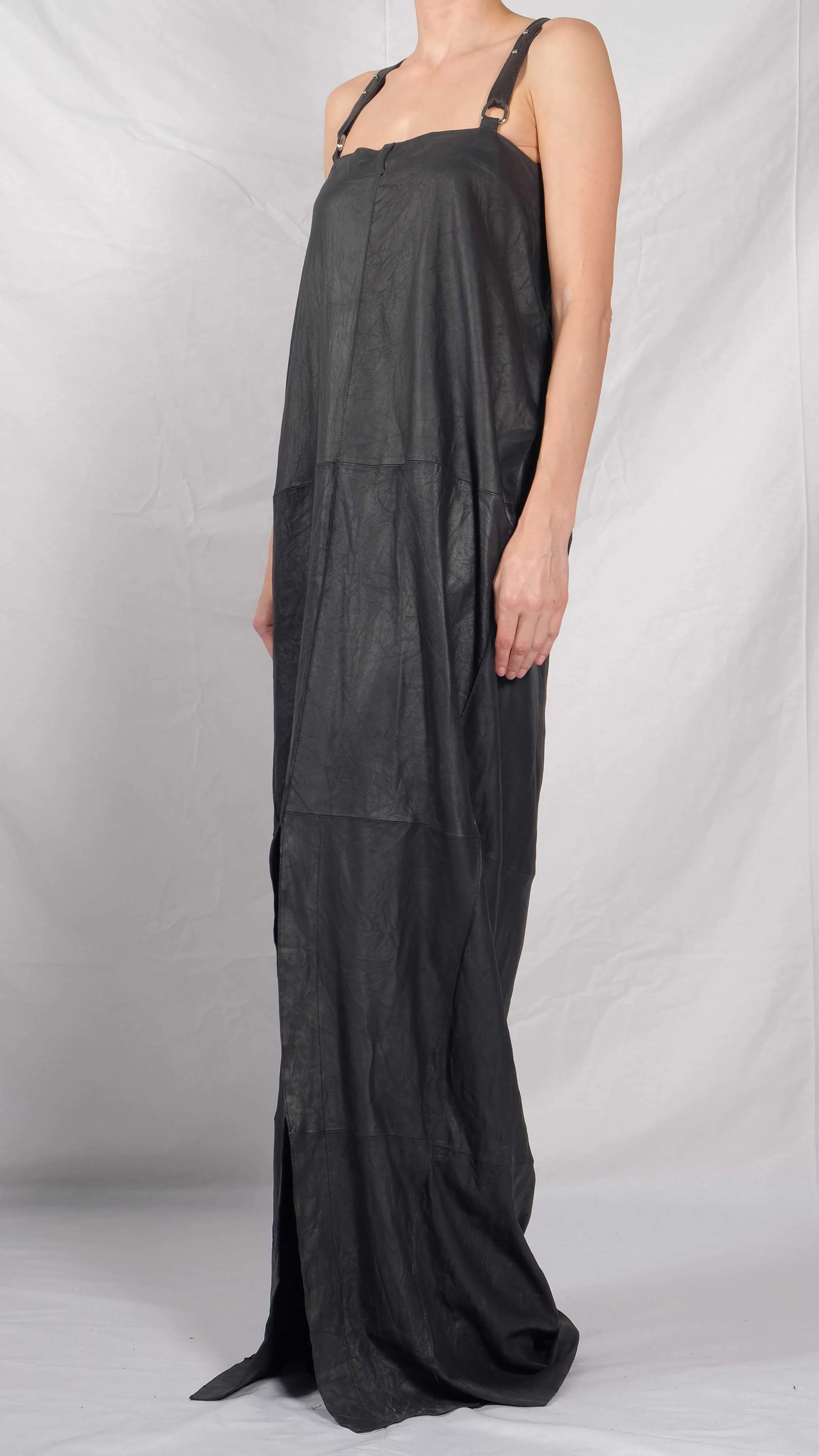 Leather Maxi Dress with Suspenders