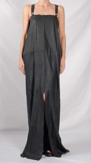 Leather Maxi Dress with Suspenders