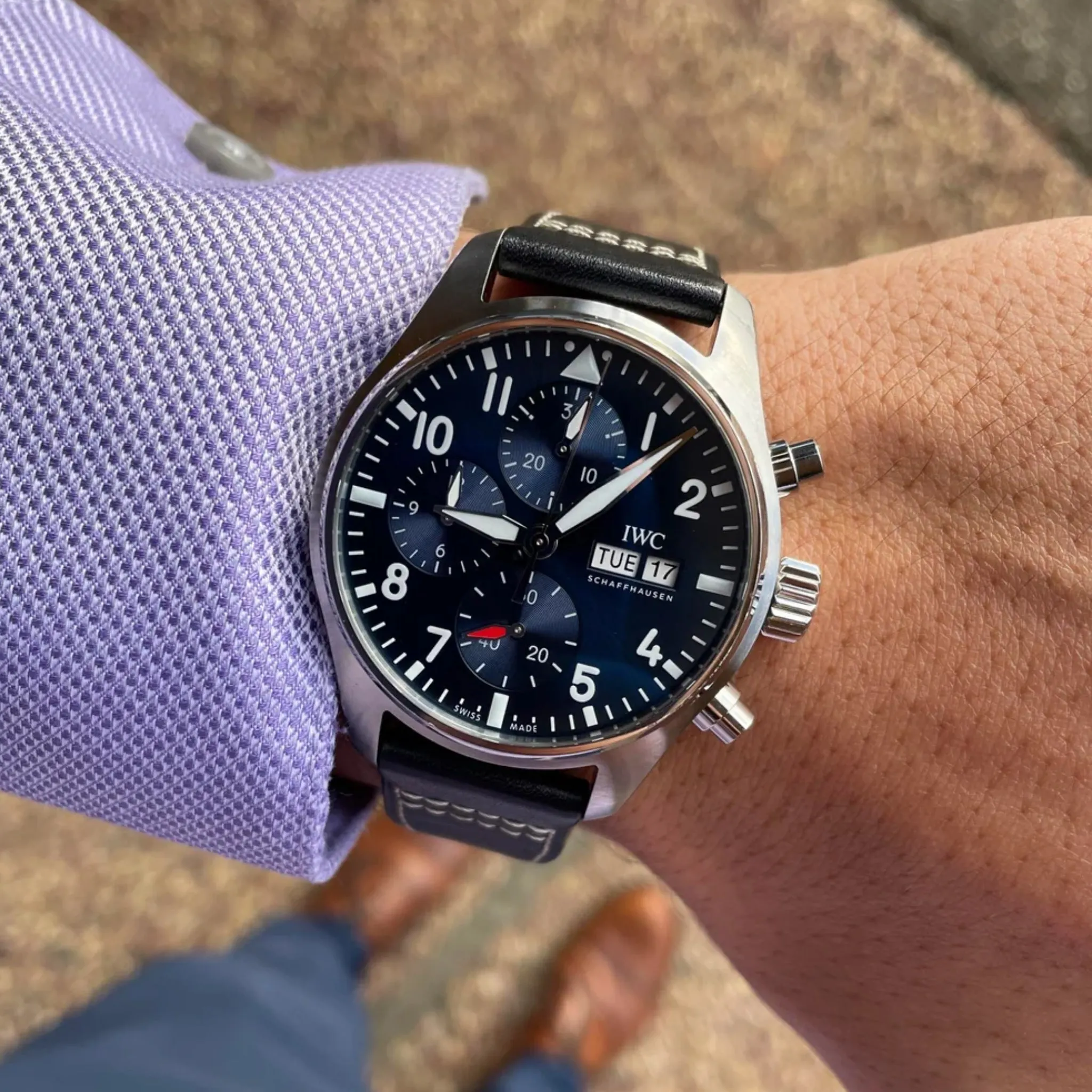 Leather Strap - For IWC Pilot - Black - Without Rivets