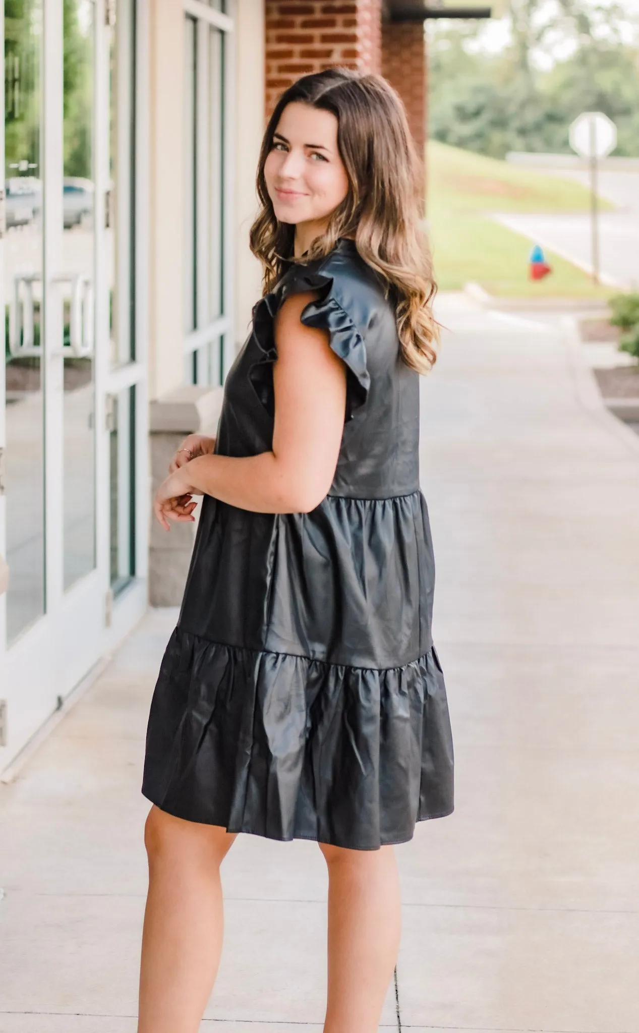 Leather the Way Black Dress