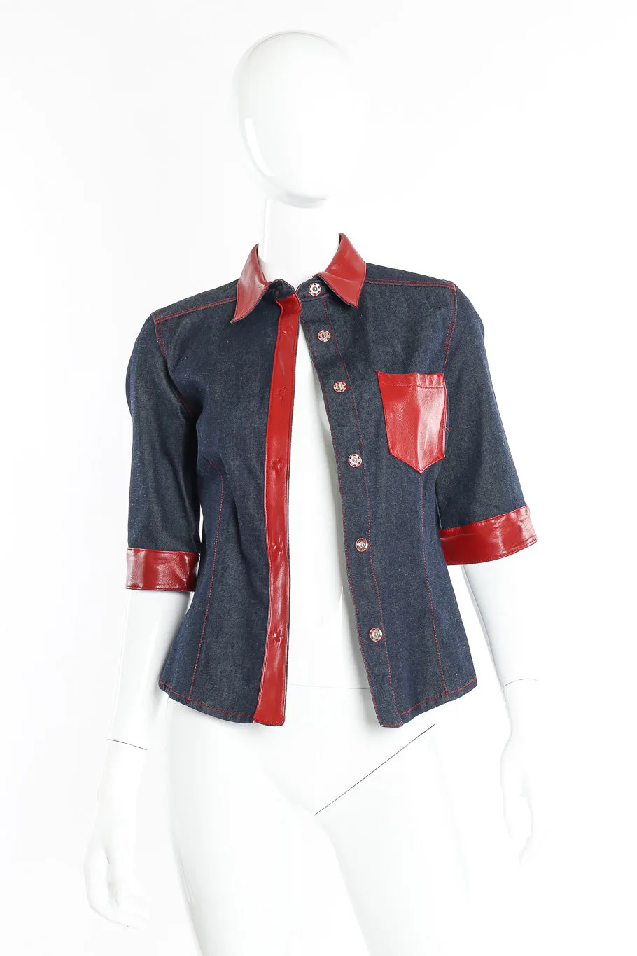 Leather Trim Denim Jacket and Dress Set