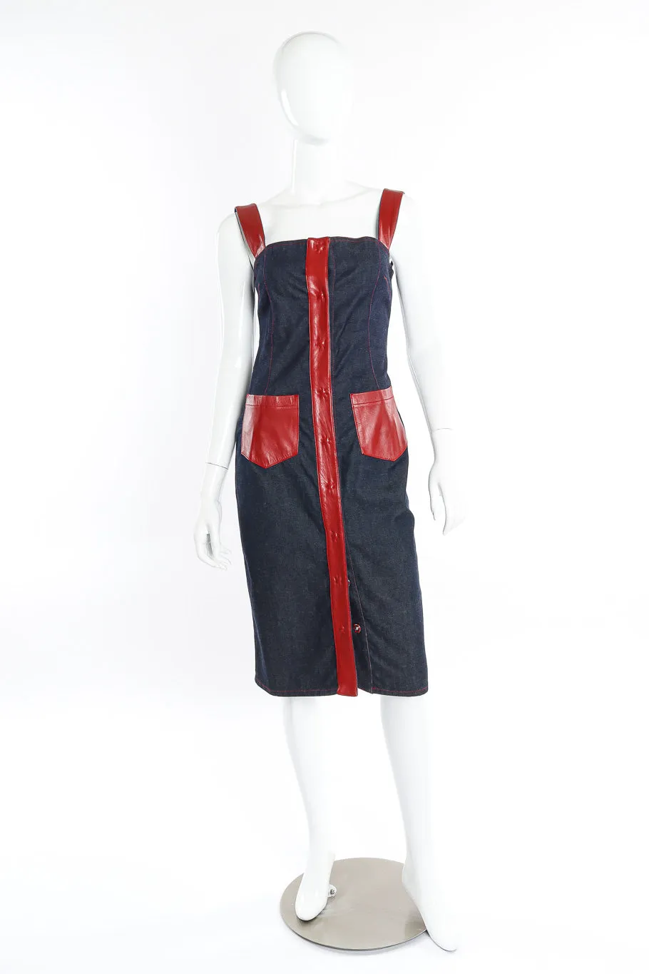 Leather Trim Denim Jacket and Dress Set