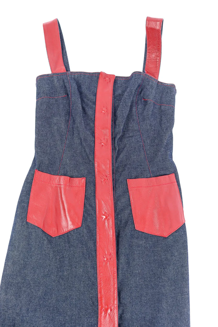 Leather Trim Denim Jacket and Dress Set