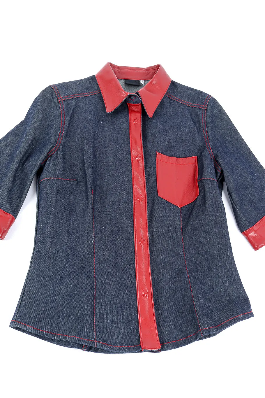Leather Trim Denim Jacket and Dress Set