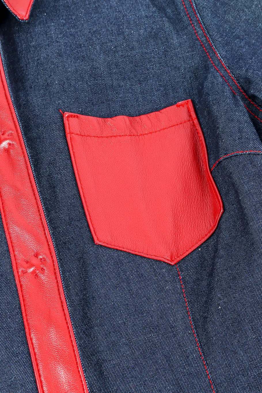 Leather Trim Denim Jacket and Dress Set