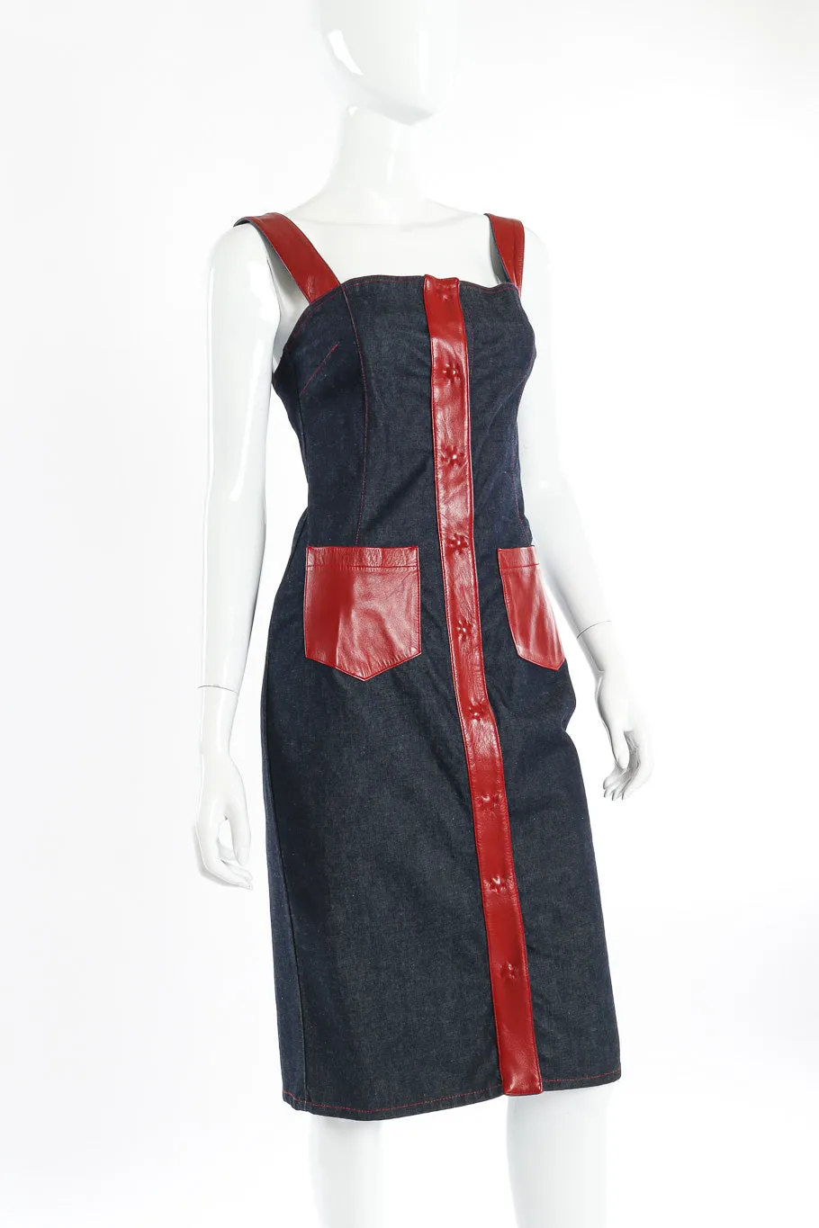Leather Trim Denim Jacket and Dress Set