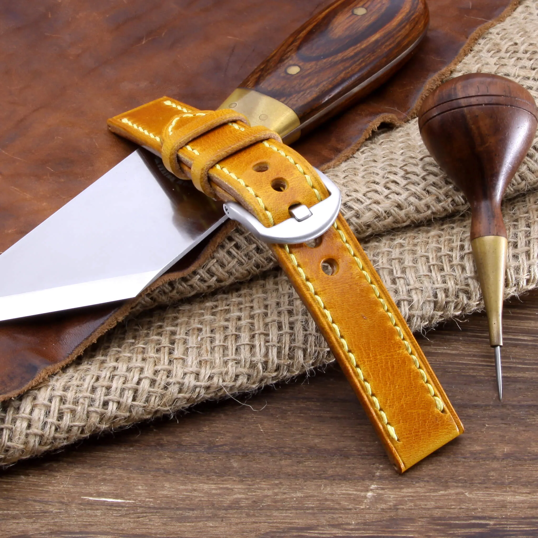 Leather Watch Strap, Military 104  | Full Stitch