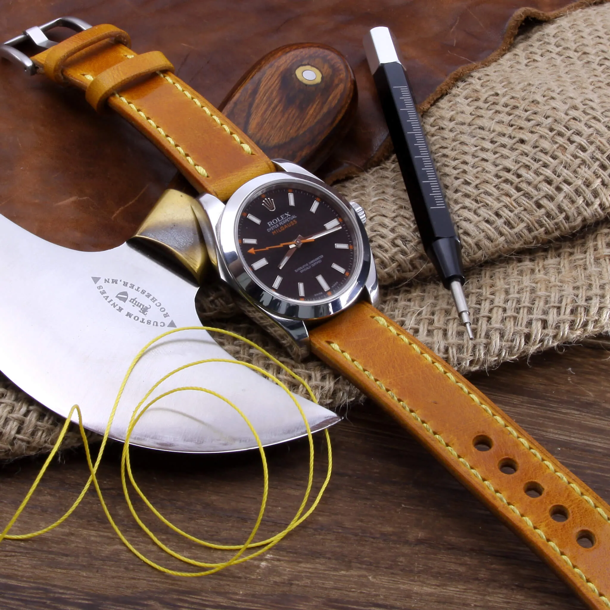 Leather Watch Strap, Military 104  | Full Stitch