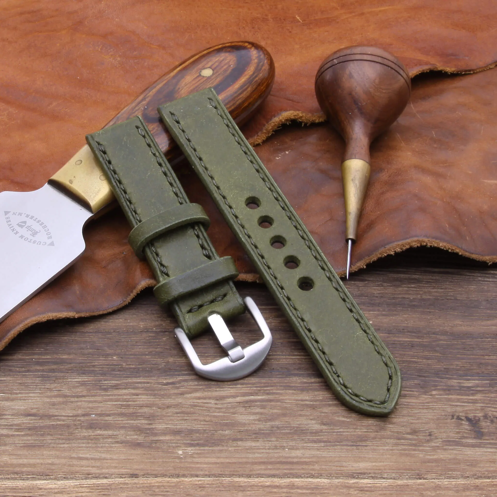 Leather Watch Strap, Pueblo Oliva | Full Stitch