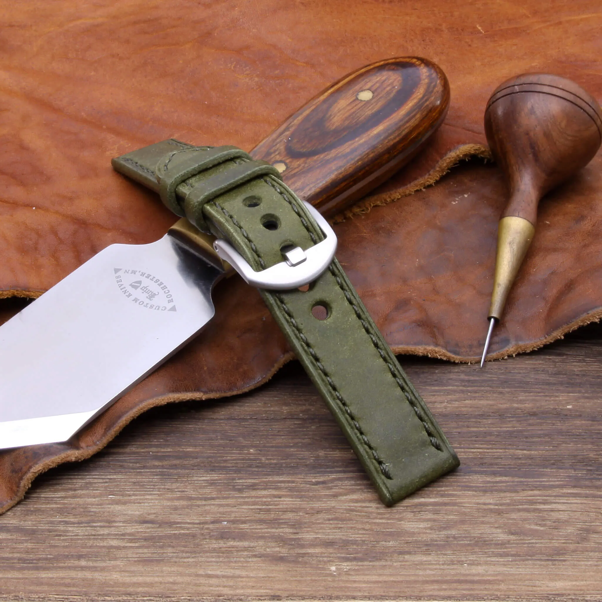 Leather Watch Strap, Pueblo Oliva | Full Stitch