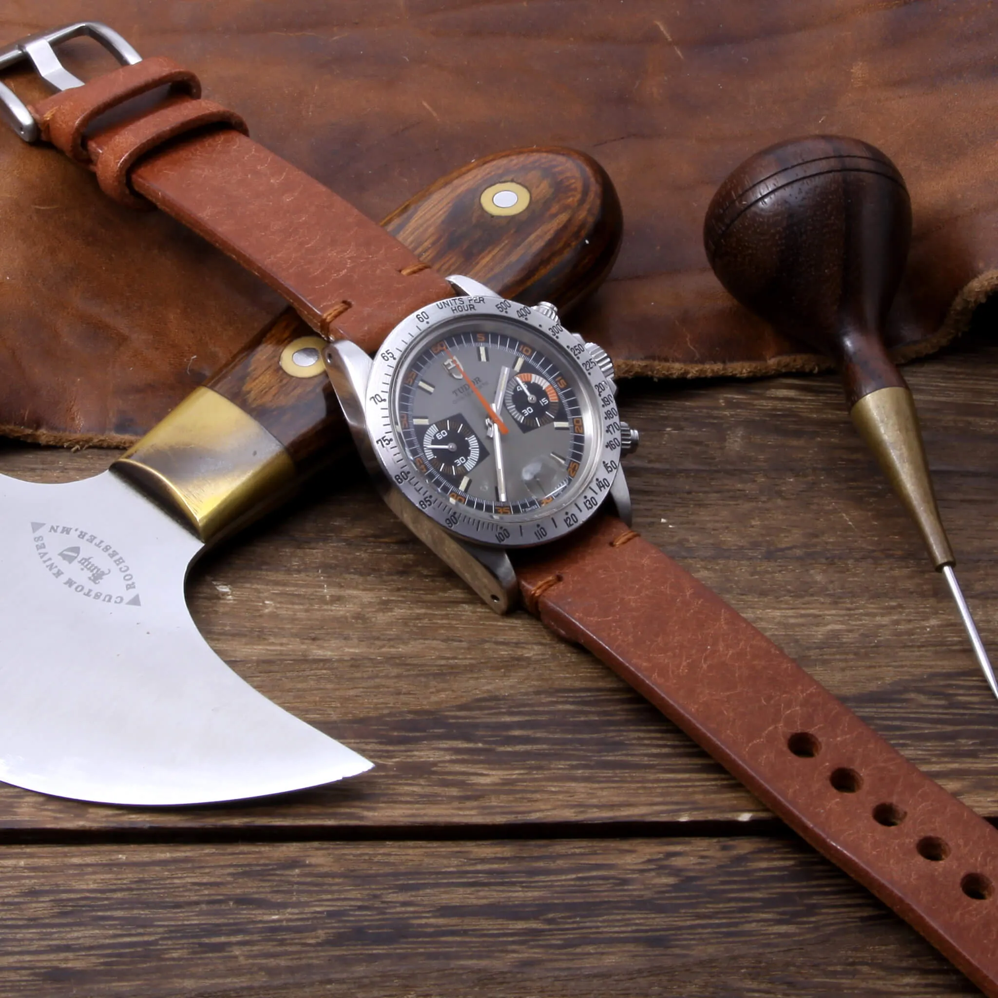 Leather Watch Strap, Rustic Russet