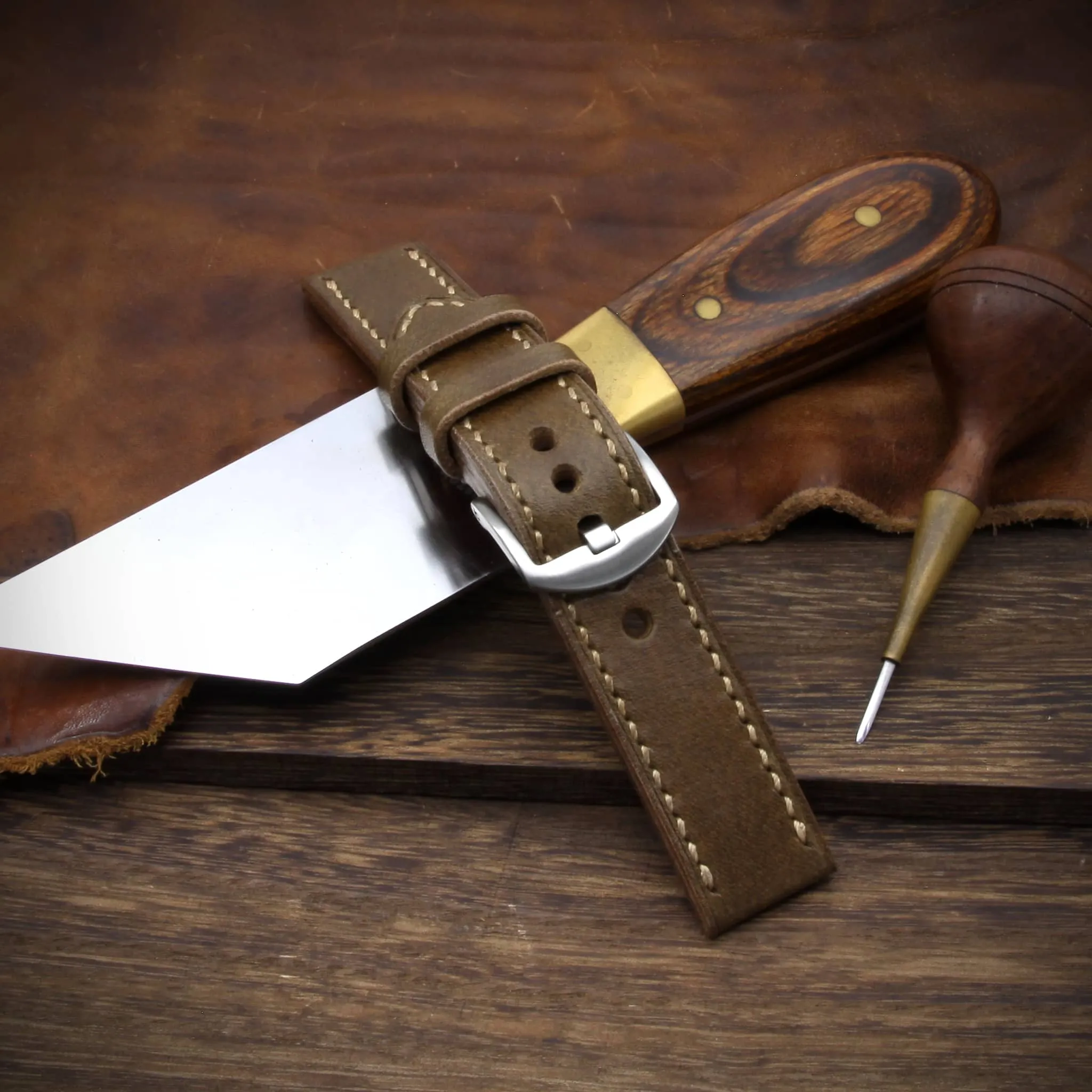 Leather Watch Strap, Sequoia 104 | Full Stitch