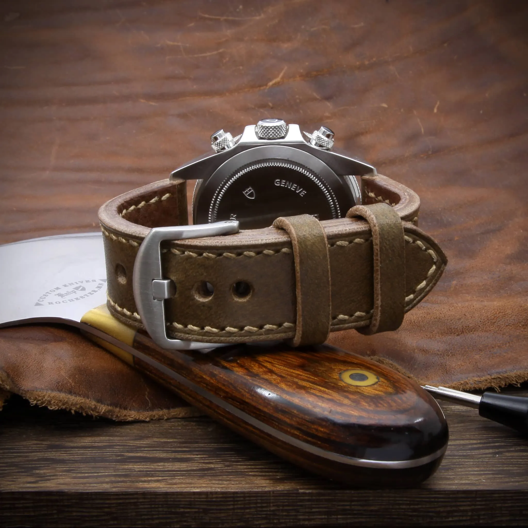 Leather Watch Strap, Sequoia 104 | Full Stitch