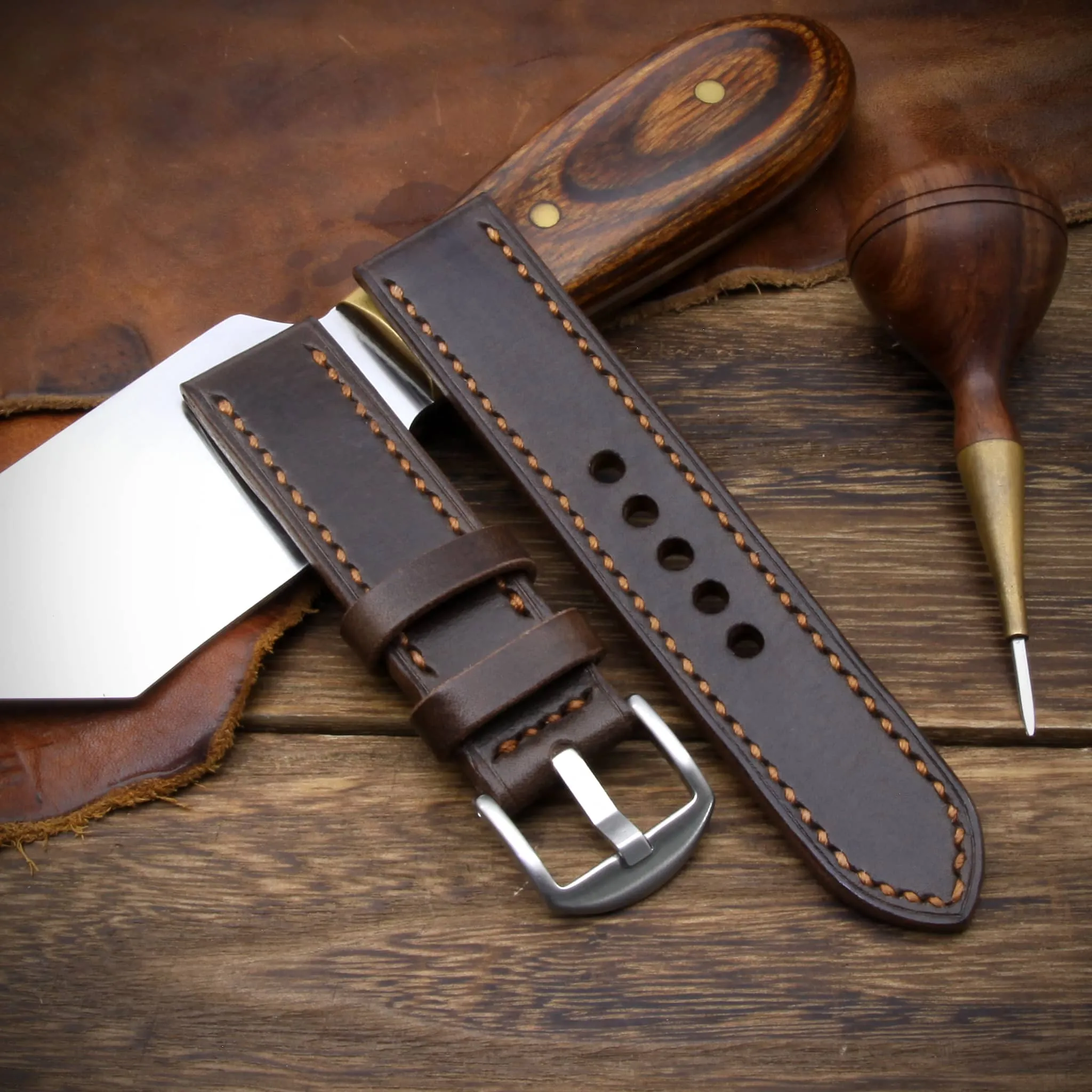 Leather Watch Strap, Sequoia 106 | Full Stitch