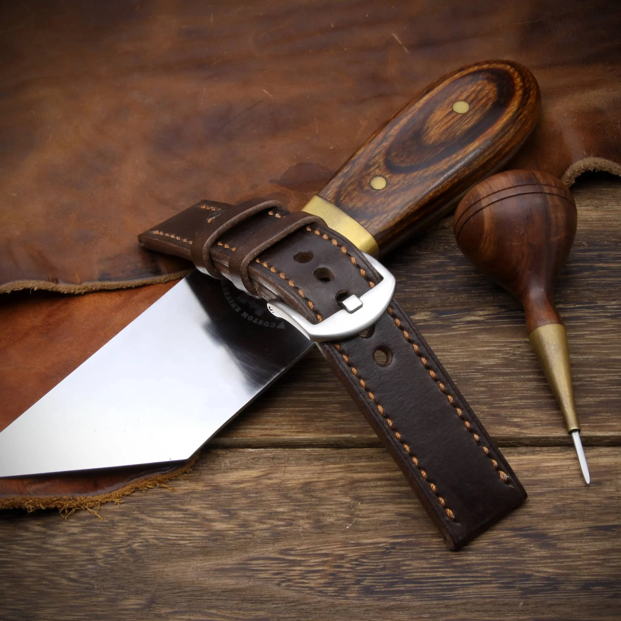 Leather Watch Strap, Sequoia 106 | Full Stitch