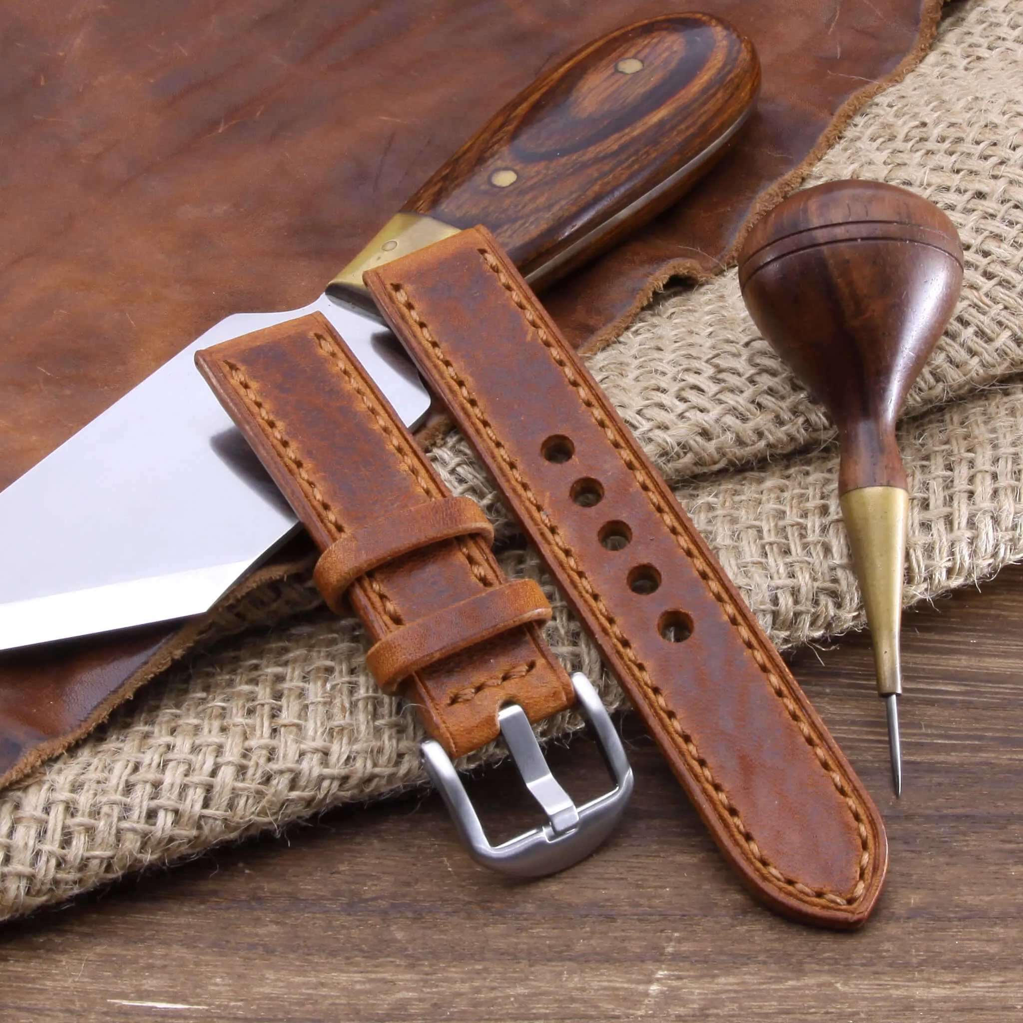 Leather Watch Strap, Vintage 403  | Full Stitch