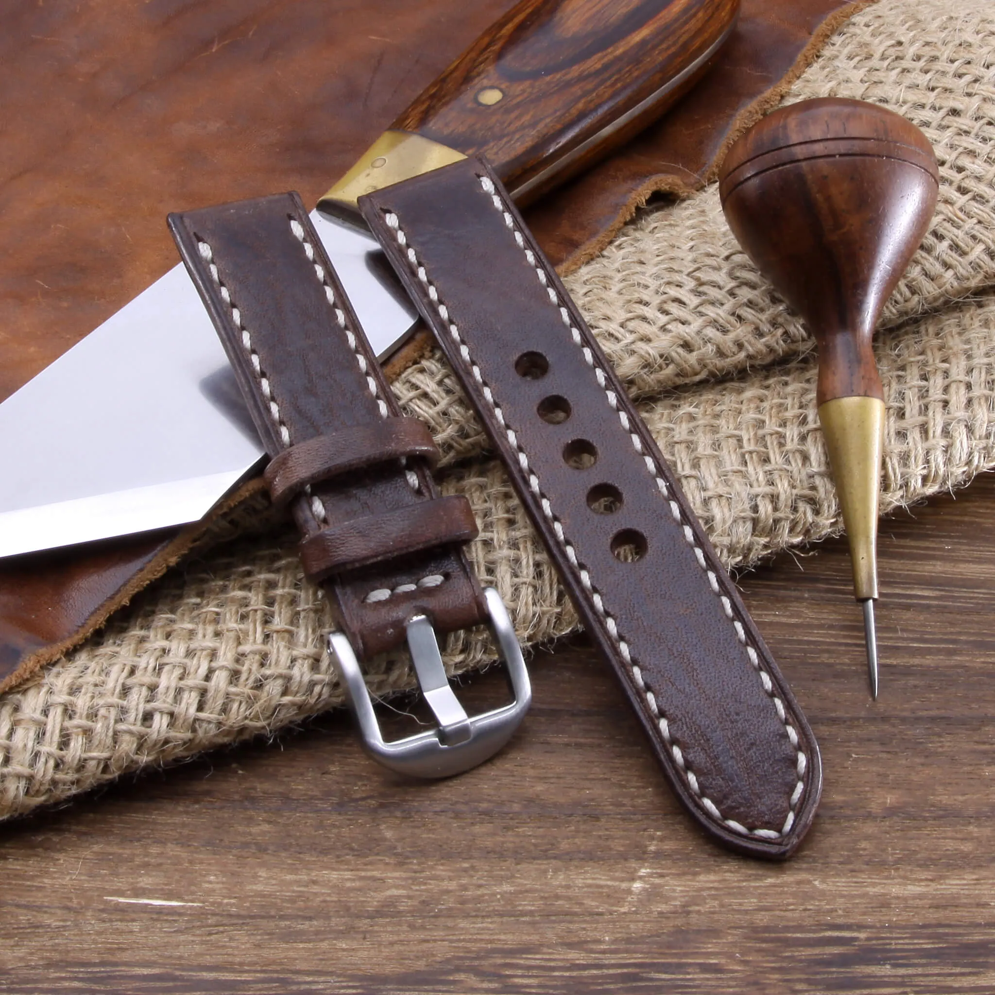Leather Watch Strap, Vintage 405  | Full Stitch