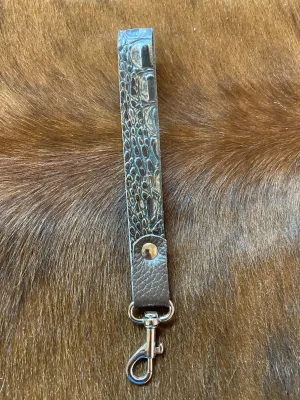 Leather Wristlet Strap - Brown Embossed Alligator