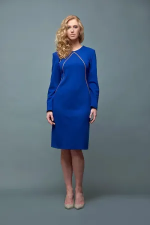 Long Sleeve Dress with Leather Details