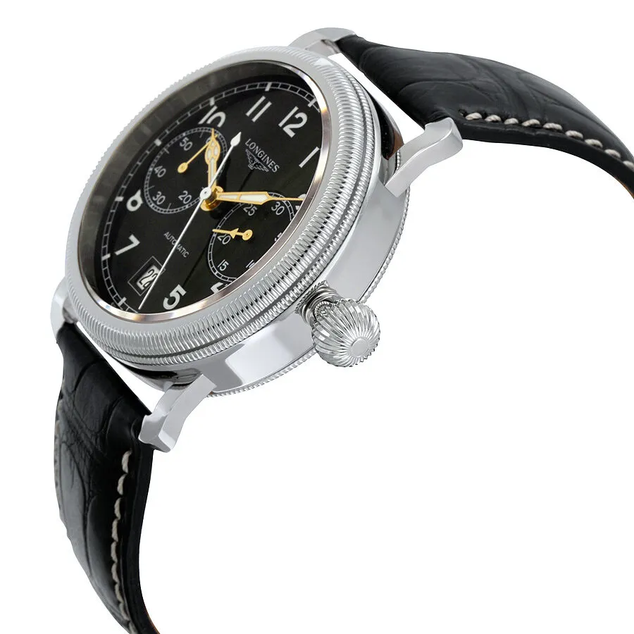 Longines Heritage Chrono Black Dial Black Alligator Leather Men's Watch L2.783.4.53.0