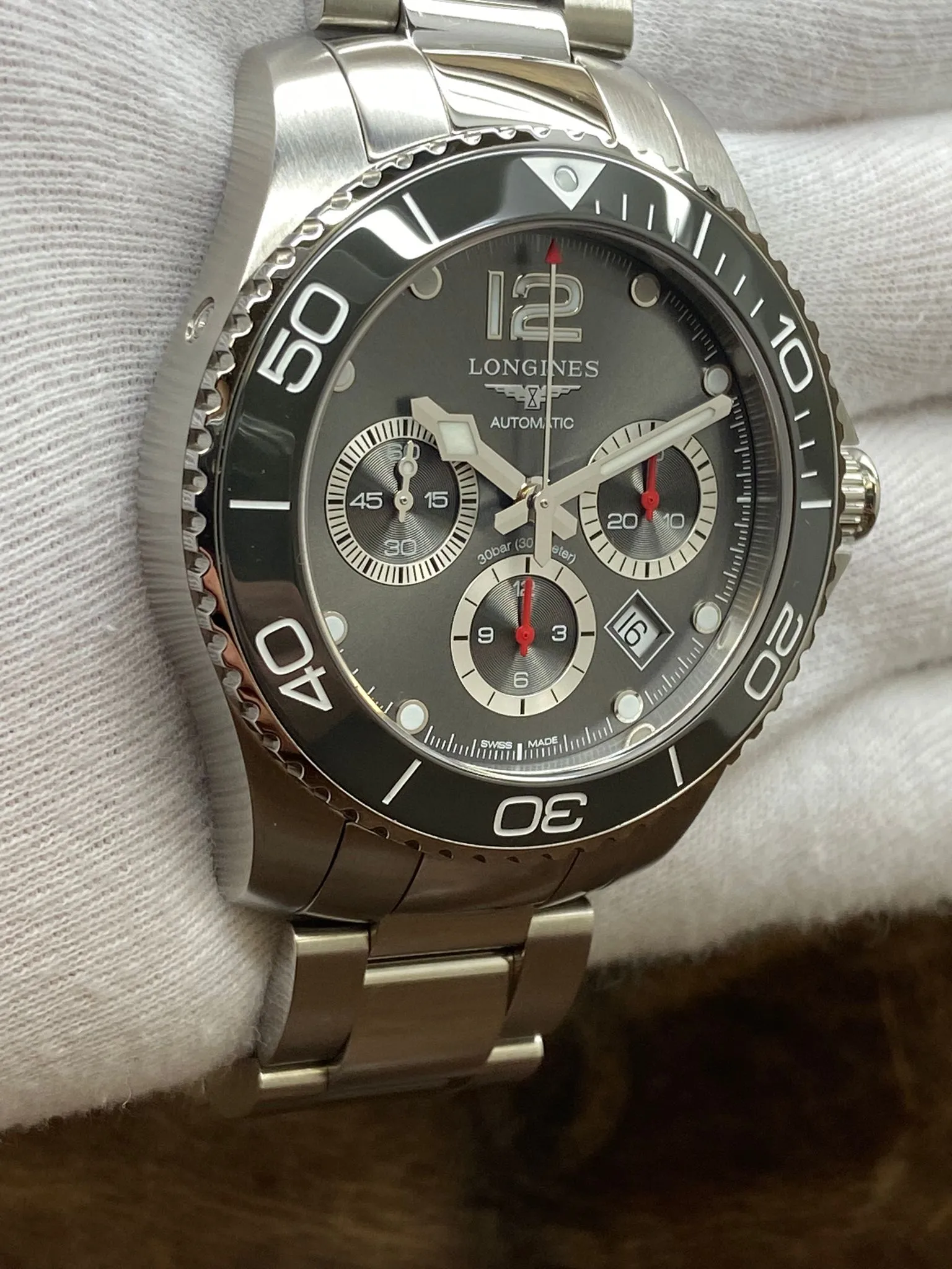 Longines HydroConquest Chronograph  L3.883.4.76 Silver Dial Automatic Men's Watch