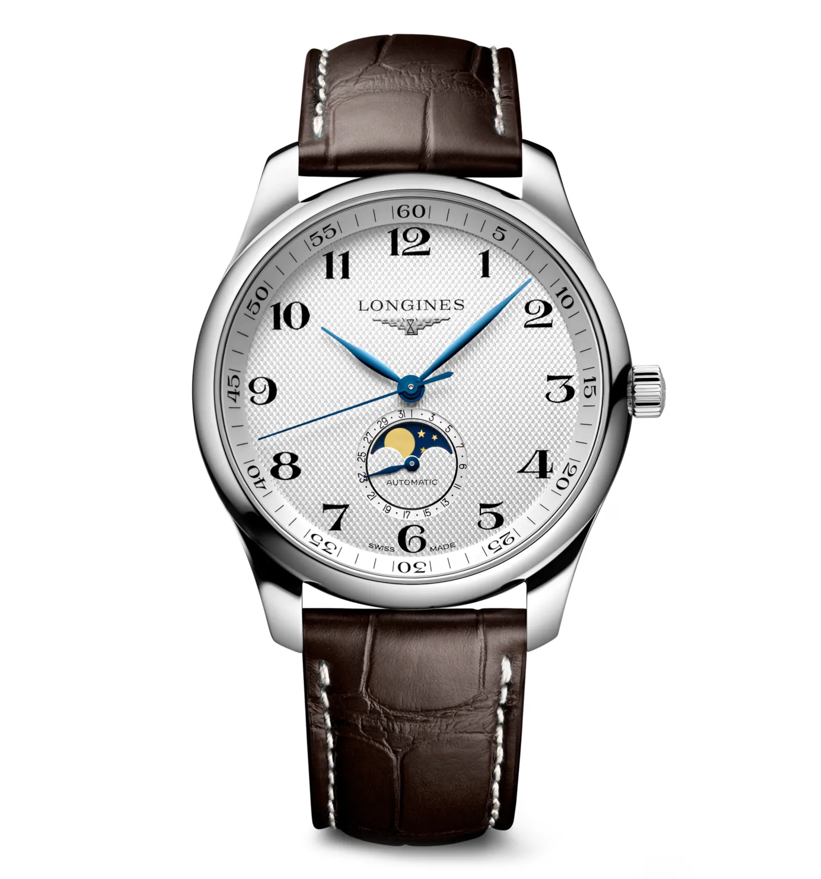 Longines Master 42mm Watch with Brown Leather Strap
