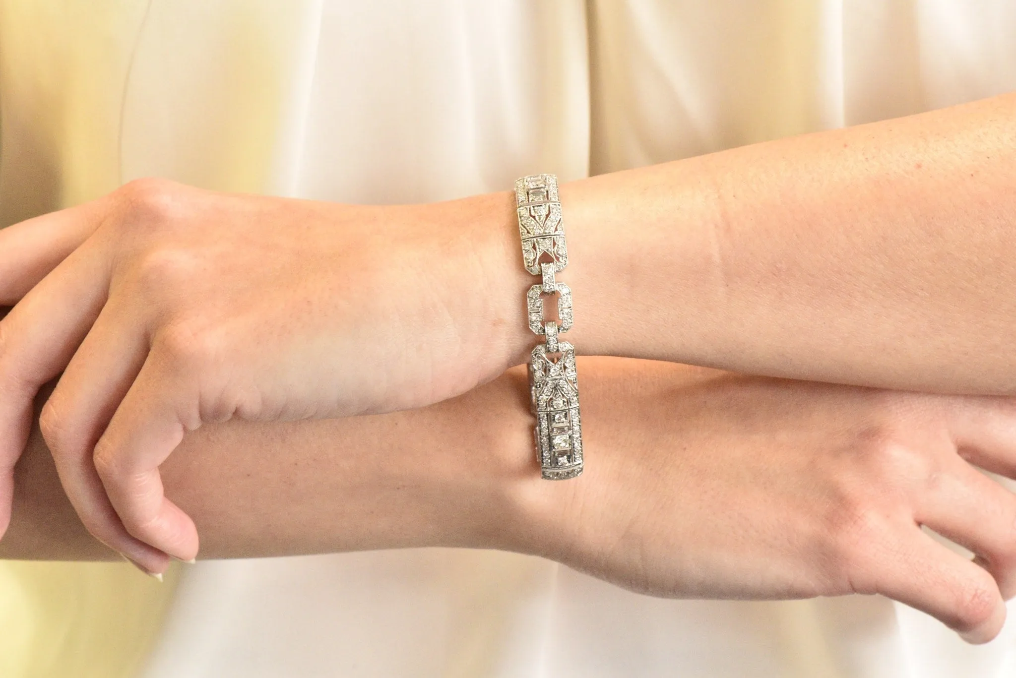 Lovely Art Deco 6.15 CTW Diamond Platinum Old European Bracelet
