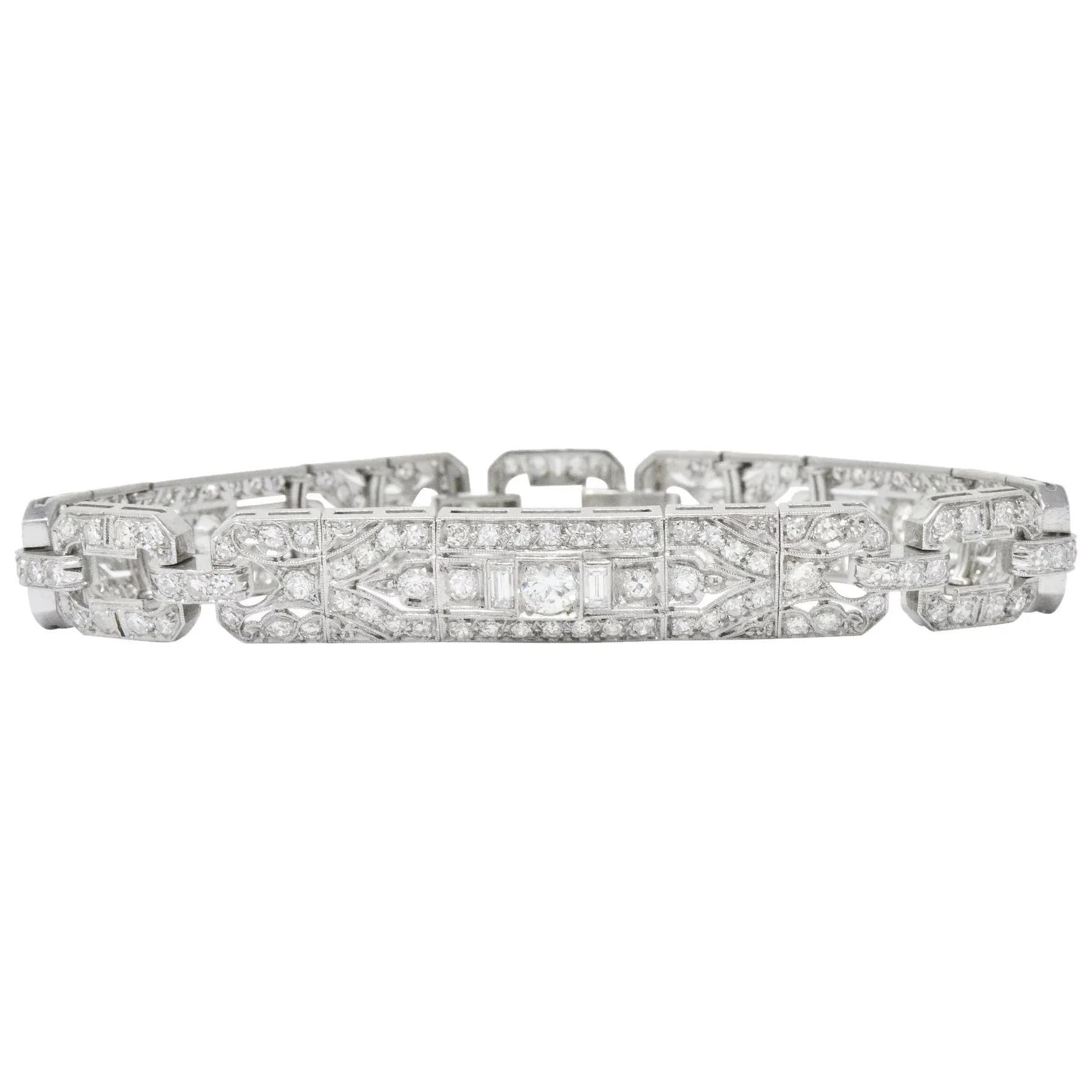 Lovely Art Deco 6.15 CTW Diamond Platinum Old European Bracelet