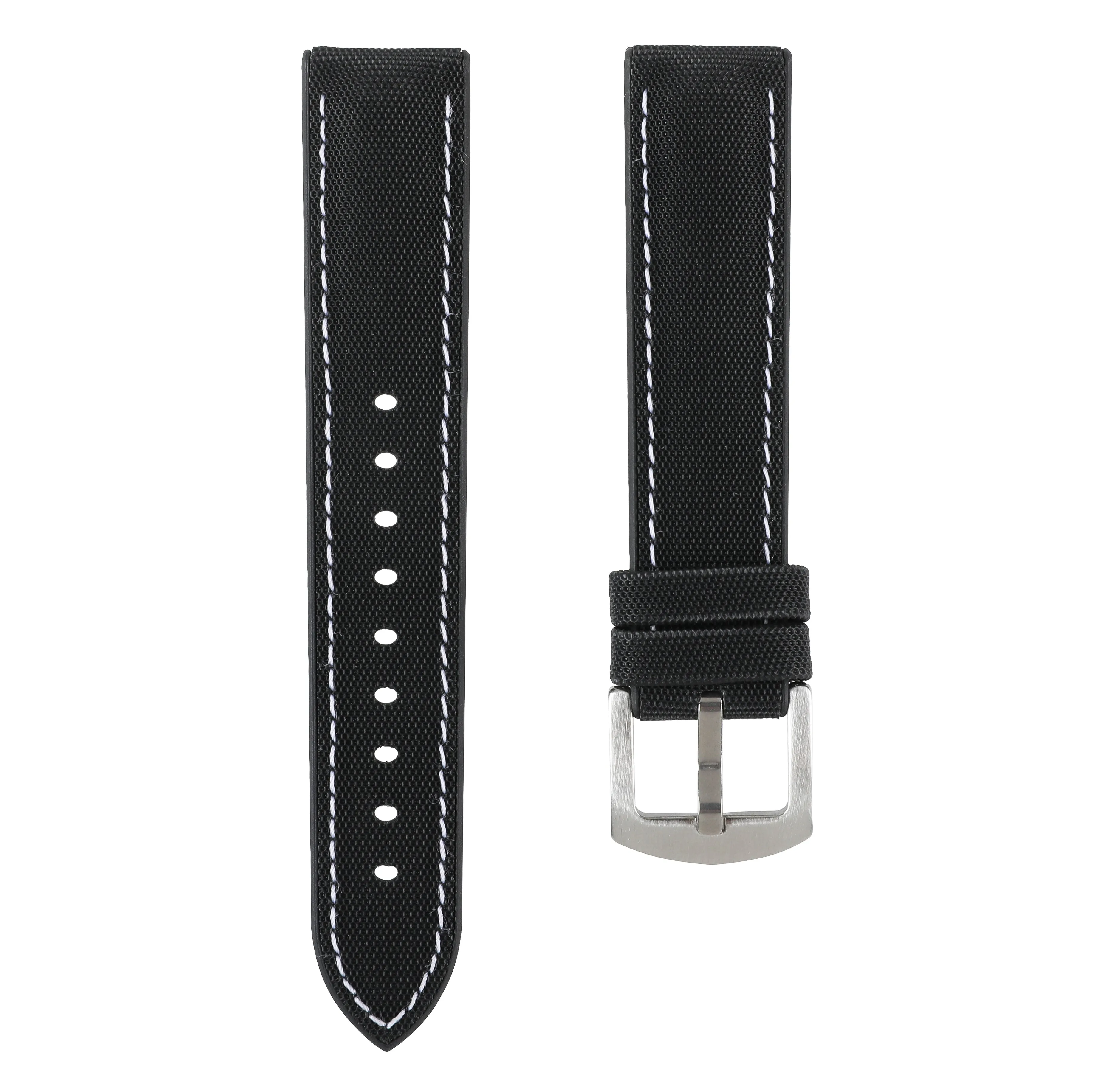 Luca Canvas Nylon & FKM Rubber Hybrid Performance Strap for IWC Pilot / Big Pilot - White (8097)