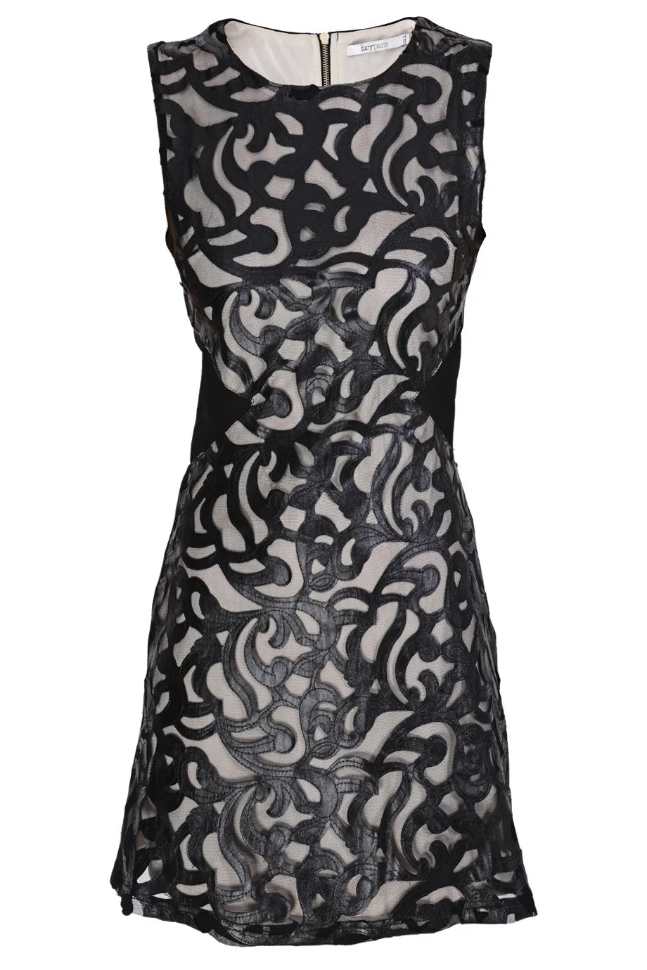 LUCY PARIS NAYA Black Lasercut Sleeveless Dress