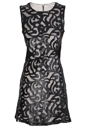 LUCY PARIS NAYA Black Lasercut Sleeveless Dress