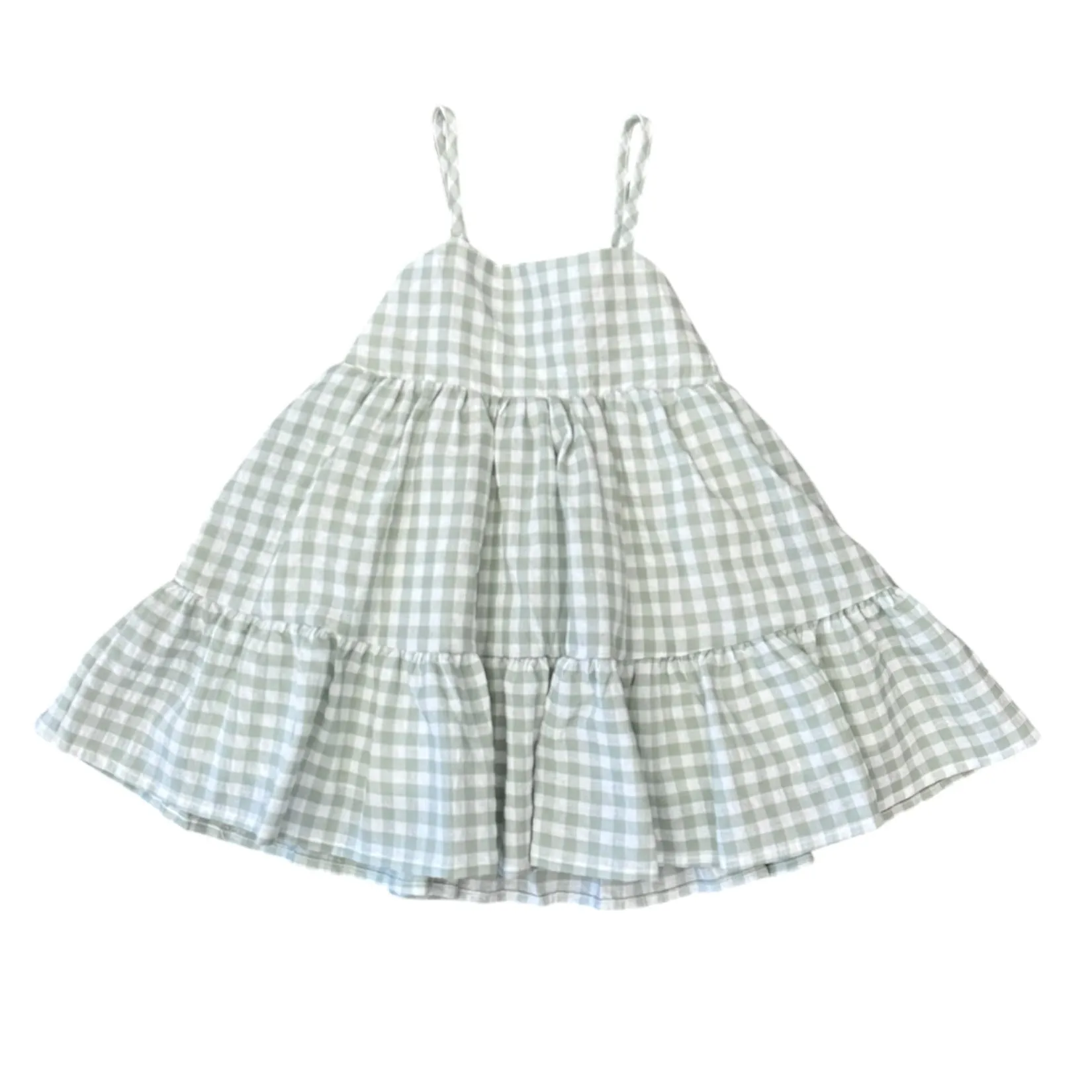Lulu Bebe Mollie Moss Green Gingham Dress