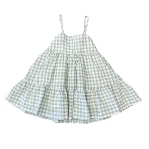 Lulu Bebe Mollie Moss Green Gingham Dress